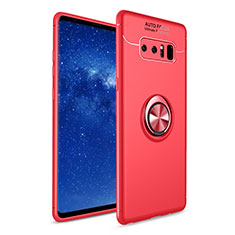 Ultra-thin Silicone Gel Soft Case Cover with Finger Ring Stand for Samsung Galaxy Note 8 Duos N950F Red