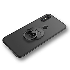 Ultra-thin Silicone Gel Soft Case Cover with Finger Ring Stand for Xiaomi Mi 8 Black