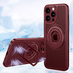 Ultra-thin Silicone Gel Soft Case Cover with Mag-Safe Magnetic AC1 for Apple iPhone 15 Pro Max Red