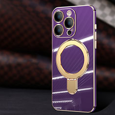 Ultra-thin Silicone Gel Soft Case Cover with Mag-Safe Magnetic C01 for Apple iPhone 12 Pro Max Purple