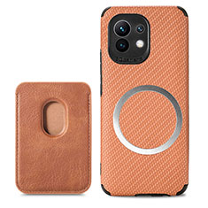 Ultra-thin Silicone Gel Soft Case Cover with Magnetic A05 for Xiaomi Mi 11 Lite 5G Brown