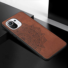 Ultra-thin Silicone Gel Soft Case Cover with Magnetic A08 for Xiaomi Mi 11 Lite 4G Brown