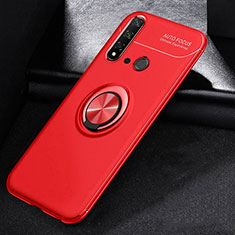 Ultra-thin Silicone Gel Soft Case Cover with Magnetic Finger Ring Stand A01 for Huawei P20 Lite (2019) Red