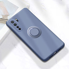 Ultra-thin Silicone Gel Soft Case Cover with Magnetic Finger Ring Stand A01 for Huawei P40 Lite 5G Gray