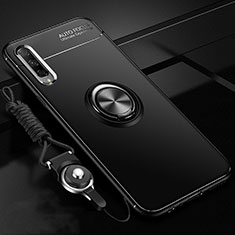 Ultra-thin Silicone Gel Soft Case Cover with Magnetic Finger Ring Stand A01 for Huawei Y9s Black