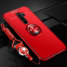 Ultra-thin Silicone Gel Soft Case Cover with Magnetic Finger Ring Stand A01 for Oppo A11X Red