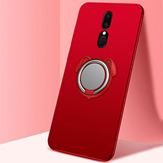 Ultra-thin Silicone Gel Soft Case Cover with Magnetic Finger Ring Stand A01 for Oppo A9X Red