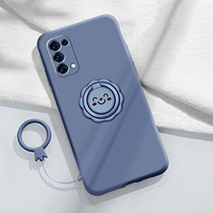 Ultra-thin Silicone Gel Soft Case Cover with Magnetic Finger Ring Stand A01 for Oppo Find X3 Lite 5G Lavender Gray