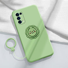 Ultra-thin Silicone Gel Soft Case Cover with Magnetic Finger Ring Stand A01 for Oppo Find X3 Lite 5G Matcha Green