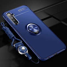 Ultra-thin Silicone Gel Soft Case Cover with Magnetic Finger Ring Stand A01 for Oppo K5 Blue