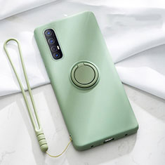 Ultra-thin Silicone Gel Soft Case Cover with Magnetic Finger Ring Stand A01 for Oppo Reno3 Pro Green