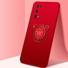 Ultra-thin Silicone Gel Soft Case Cover with Magnetic Finger Ring Stand A01 for Realme X7 5G Red