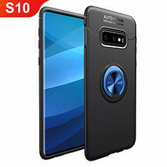 Ultra-thin Silicone Gel Soft Case Cover with Magnetic Finger Ring Stand A01 for Samsung Galaxy S10 5G Blue and Black
