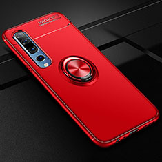 Ultra-thin Silicone Gel Soft Case Cover with Magnetic Finger Ring Stand A01 for Xiaomi Mi 10 Red