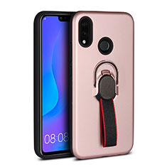 Ultra-thin Silicone Gel Soft Case Cover with Magnetic Finger Ring Stand A02 for Huawei Nova 3e Rose Gold