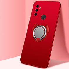 Ultra-thin Silicone Gel Soft Case Cover with Magnetic Finger Ring Stand A02 for Oppo A33 Red