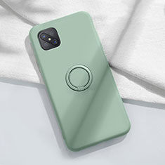 Ultra-thin Silicone Gel Soft Case Cover with Magnetic Finger Ring Stand A02 for Oppo Reno4 Z 5G Cyan