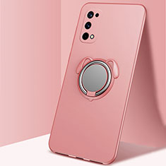 Ultra-thin Silicone Gel Soft Case Cover with Magnetic Finger Ring Stand A02 for Realme V15 5G Rose Gold