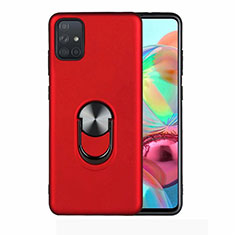 Ultra-thin Silicone Gel Soft Case Cover with Magnetic Finger Ring Stand A02 for Samsung Galaxy A51 5G Red