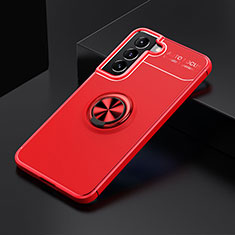 Ultra-thin Silicone Gel Soft Case Cover with Magnetic Finger Ring Stand A02 for Samsung Galaxy S22 5G Red