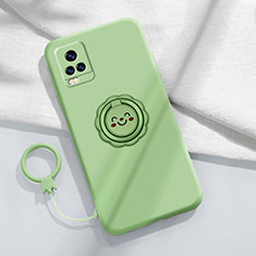 Ultra-thin Silicone Gel Soft Case Cover with Magnetic Finger Ring Stand A02 for Vivo V20 Pro 5G Matcha Green