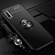 Ultra-thin Silicone Gel Soft Case Cover with Magnetic Finger Ring Stand A03 for Huawei P Smart Z (2019) Black