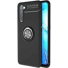 Ultra-thin Silicone Gel Soft Case Cover with Magnetic Finger Ring Stand A03 for Oppo Reno3 Black