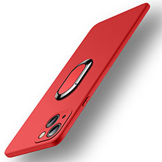 Ultra-thin Silicone Gel Soft Case Cover with Magnetic Finger Ring Stand A09 for Apple iPhone 15 Plus Red