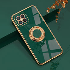 Ultra-thin Silicone Gel Soft Case Cover with Magnetic Finger Ring Stand AN1 for Huawei Nova 8 SE 4G Midnight Green