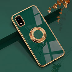 Ultra-thin Silicone Gel Soft Case Cover with Magnetic Finger Ring Stand AN1 for Sharp Aquos wish3 Green