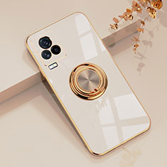 Ultra-thin Silicone Gel Soft Case Cover with Magnetic Finger Ring Stand AN1 for Vivo iQOO 7 Legend 5G White