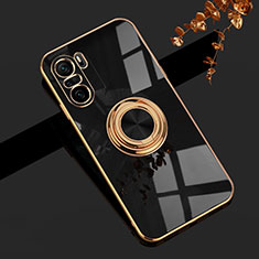 Ultra-thin Silicone Gel Soft Case Cover with Magnetic Finger Ring Stand AN1 for Xiaomi Mi 11i 5G Black