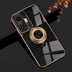 Ultra-thin Silicone Gel Soft Case Cover with Magnetic Finger Ring Stand AN1 for Xiaomi Mi 11T 5G Black