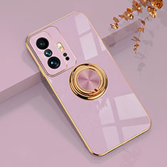 Ultra-thin Silicone Gel Soft Case Cover with Magnetic Finger Ring Stand AN1 for Xiaomi Mi 11T 5G Clove Purple
