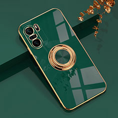Ultra-thin Silicone Gel Soft Case Cover with Magnetic Finger Ring Stand AN1 for Xiaomi Mi 11X 5G Green