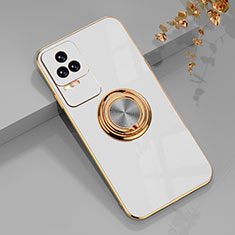 Ultra-thin Silicone Gel Soft Case Cover with Magnetic Finger Ring Stand AN1 for Xiaomi Redmi K40S 5G White