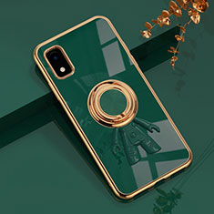 Ultra-thin Silicone Gel Soft Case Cover with Magnetic Finger Ring Stand AN2 for Sharp Aquos wish3 Green