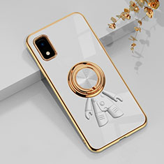 Ultra-thin Silicone Gel Soft Case Cover with Magnetic Finger Ring Stand AN2 for Sharp Aquos wish3 White