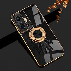 Ultra-thin Silicone Gel Soft Case Cover with Magnetic Finger Ring Stand AN2 for Xiaomi Mi 11T 5G Black