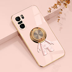 Ultra-thin Silicone Gel Soft Case Cover with Magnetic Finger Ring Stand AN2 for Xiaomi Mi 11X 5G Pink