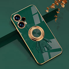 Ultra-thin Silicone Gel Soft Case Cover with Magnetic Finger Ring Stand AN2 for Xiaomi Poco F5 5G Green