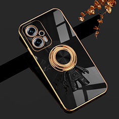 Ultra-thin Silicone Gel Soft Case Cover with Magnetic Finger Ring Stand AN2 for Xiaomi Poco X4 GT 5G Black