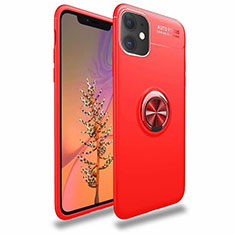 Ultra-thin Silicone Gel Soft Case Cover with Magnetic Finger Ring Stand for Apple iPhone 11 Red