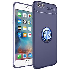 Ultra-thin Silicone Gel Soft Case Cover with Magnetic Finger Ring Stand for Apple iPhone 6 Plus Blue