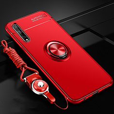 Ultra-thin Silicone Gel Soft Case Cover with Magnetic Finger Ring Stand for Huawei Enjoy 10S Red