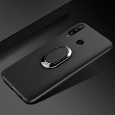 Ultra-thin Silicone Gel Soft Case Cover with Magnetic Finger Ring Stand for Huawei Honor 20i Black