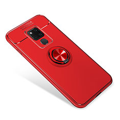 Ultra-thin Silicone Gel Soft Case Cover with Magnetic Finger Ring Stand for Huawei Mate 20 Red