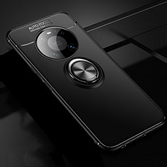 Ultra-thin Silicone Gel Soft Case Cover with Magnetic Finger Ring Stand for Huawei Mate 40E Pro 4G Black