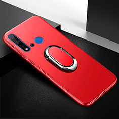 Ultra-thin Silicone Gel Soft Case Cover with Magnetic Finger Ring Stand for Huawei P20 Lite (2019) Red