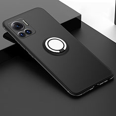 Ultra-thin Silicone Gel Soft Case Cover with Magnetic Finger Ring Stand for Motorola Moto Edge 30 Ultra 5G Black